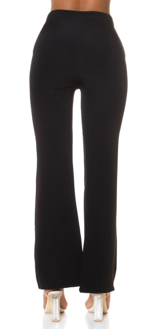 Elegant high-waisted business style flared pants Black
